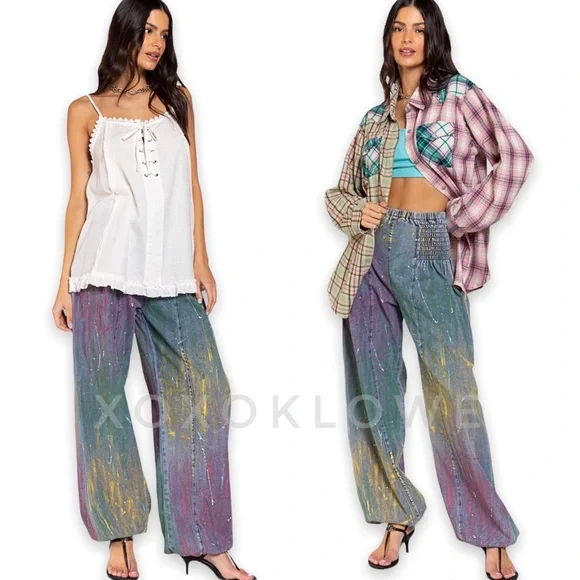 POL Rainbow Festival Harem Jogger Denim Jeans - Picture 7 of 15